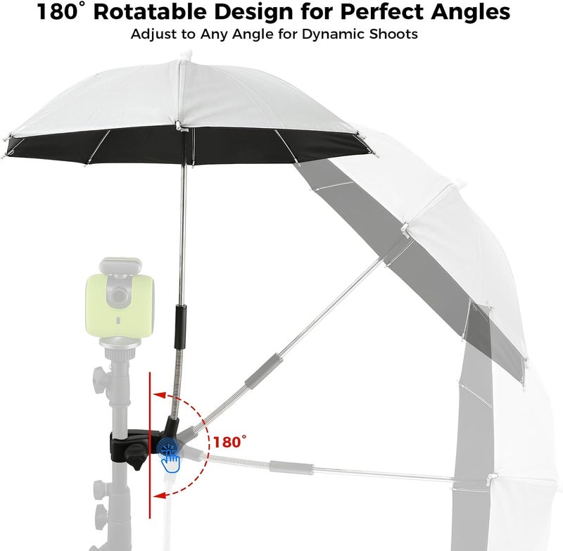 Lconvicely Camera Umbrella Compatible with Xbotgo Chameleon T4 & T1 Tripods – 50cm UV Protection, 180° Rotatable Design Photography Umbrella, Sunshield for Gimbal and Phone - Image 3